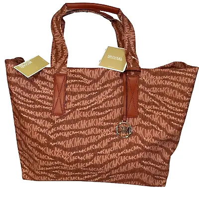 Michael Kors Large Tote Handbag MK Monogram Signature Rust Orange Animal Print • $69.98