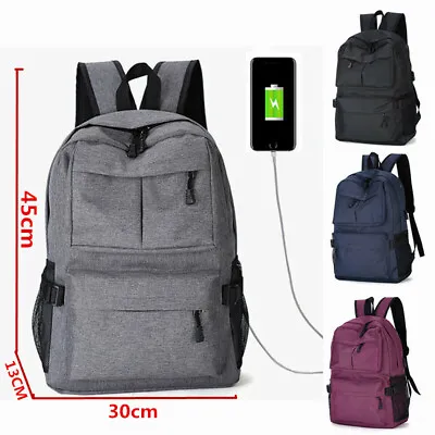 Mens Women Backpack USB Port Water Repellent Charging Travel Laptop School Bag • $28.99