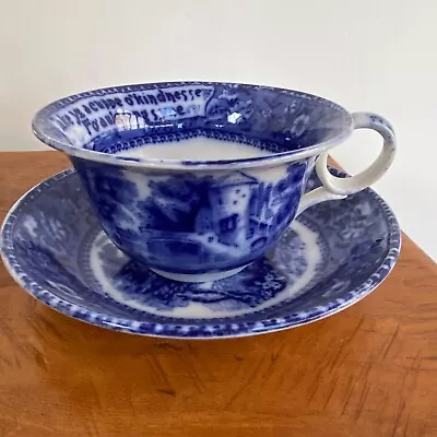 £28 • Buy Antique Auld Lang Syne Flow Blue & White Cup & Saucer By Rowland & Marsellus Co