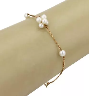 Mikimoto Akoya Pearls 18k Yellow Gold Cluster Charm Chain Bracelet • $699
