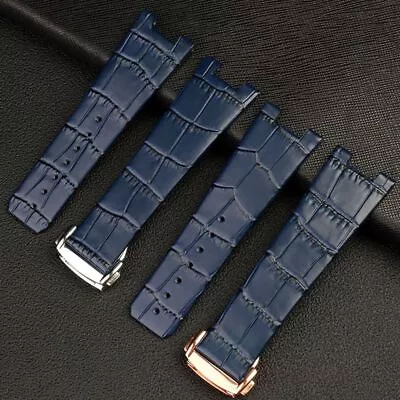 24 Mm Blue Leather Watch Band Fits For Omega Constellation Double Eagle 131.10 • $399.42