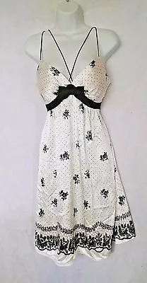 VOOM By Joy Han Pin Up Fit Flare Dress Women's Medium 100% Silk Black White  • $23.88