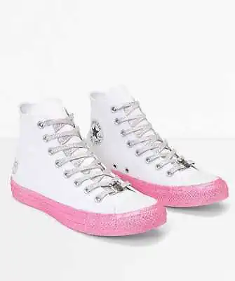 New Women's Converse X Miley Cyrus Ctas White / Pink Glitter High Top Shoes • $109.99