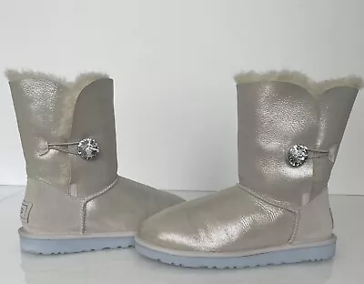 Ugg Bailey Button Bling I Do White Boot Women Size 9 New Original Box • $210