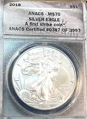 2018 Silver Eagle ANACS MS70 White No Spots Best Price Ebay* CHRC • $46.99