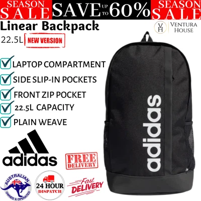 $47.97 • Buy NEW Adidas Bag School Work Carry Backpack Sports Gym Training Linear Back Pack