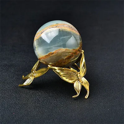 Natural Crystal Ball Hand DragonFly Metal Sphere Holder Stand Base Made Display • $12.40