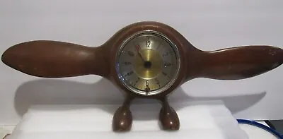 Vintage Sea Plane Floats Propeller Wood Analog Clock RARE Original Pilot  • $203