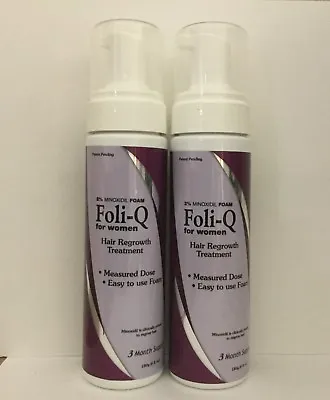 Foli-Q Minoxidil 2% Foam  For Women  2 Bottles  BEST VALUE &7.60/ Month • $30.99