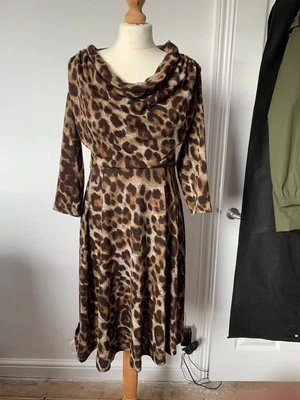 £5.99 • Buy Jessica Howard - Midi Length Long Sleeve Jersey Leopard Print Dress