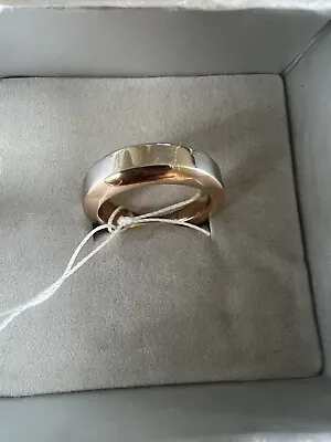 BNIB Genuine Authentic Calvin Klein Rose Gold Silver Band Ring Size 6 UK M • £15