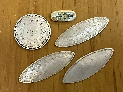 Five Antique Chinese Oval Mother Of Pearl Gaming Chips Counters & Extra • $74.99