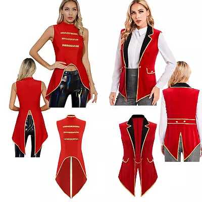 Women Sleeveless Ringmaster Tailcoat Circus Ringleader Costume Jacket Tassels • $13.19