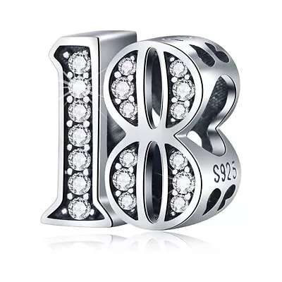 18th Birthday Charm For European Bracelets S925 Sterling Silver • £8.99