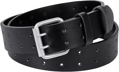 XZQTIVE Men's Double Prong Belt 2 Holes Leather Jeans Belt For Men 1.5 Inches Wi • $20.58