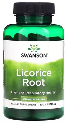 SWANSON Licorice Root 450 Mg 100 Capsules Liquorice Free UK P&P • £11.99