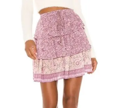 $59 • Buy SPELL Lady Bohemian Dahlia Ra Ra Mystical Floral Ruffle Mulberry  Mini Skirt S/M