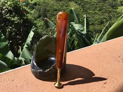 Vintage Mid Century Translucent Amber Swirl Bakelite Custom Tobacco Pipe Tamper • $21.50