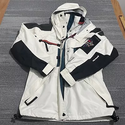 VINTAGE Helly Hansen Jacket Mens Small White Snowboard Equipe Helly Tech Coat • $65.79