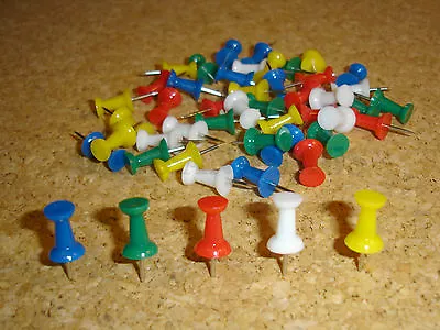 48 Push Pin Cork Notice Board Map Pins - Blue Green Red White Yellow Or Mixed • £2