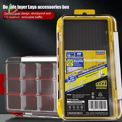 Fishing Tackle Box Bait Storage Box Fishing Gear Plastic 2 Layer Storage Box • $19.25