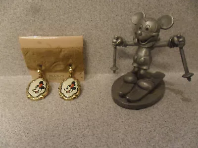 Vintage Walt Disney Productions Mickey Mouse Earrings / Pewter • $16.99