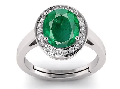 Natural Emerald 7.90 Carat Panna Silver Plated Adjustable Ring For Women And Men • $45