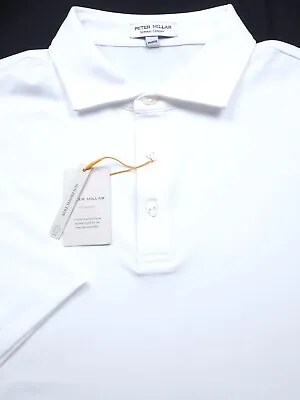 New Peter Millar Rare Skull Button Golf Polo Shirt -l White Summer Comfort Poly • $89.99