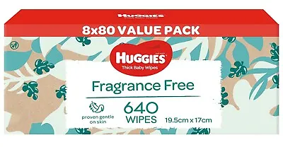 $36.99 • Buy HUGGIES Thick Baby Wipes Fragrance Free (Pack Of 640)