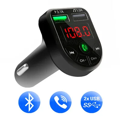 Bluetooth FM Transmitter Wireless Adapter MP3 Radio Car 2-Port USB Charger • $9.98