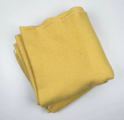 Vintage 100% Wool Blanket Yellow 62”x 57” FELTED • $39.99