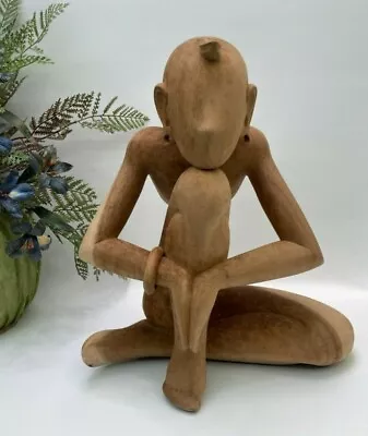 Abstract  Balinese Wood Carving Yoga Meditating Sculpture Handcrafted Display  • $130