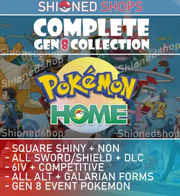 $9 • Buy ✨Pokemon Home FULL Gen 8 Dex Shiny + Non +GMAX, All Event All DLC, All Forms