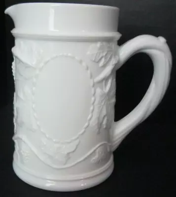 Vintage Syrup Milk Glass Pitcher Medallion Grape Grapevine • $14.97