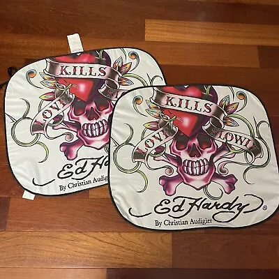 Ed Hardy Love Kills Slowly Car Shade Sunshade Window Sun Cover Collapsible 25x28 • $59.99