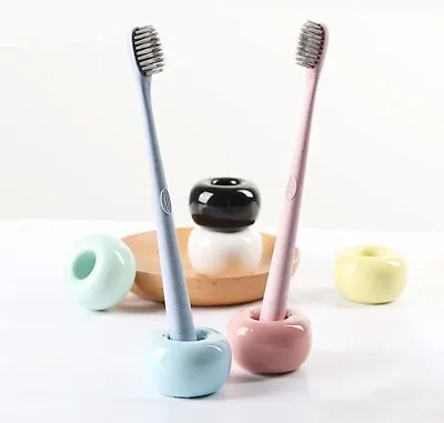 Sleek Mini Ceramics Toothbrush Holder Stand For Bathroom Vanity Countertops • £6.90