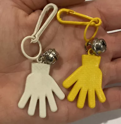 VTG 80's Plastic White & Yellow Hand Glove Clip On Charms W Bell 1980's Necklace • $14.99