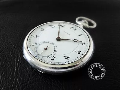 Swiss Movado Silver 900 Open Face Lever Escapement Pocket Watch Runs!! • $229.99