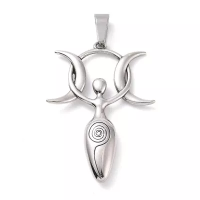 Stainless Steel Manual Polishing Big Pendants Triple Moon Goddess Charm • $6.26