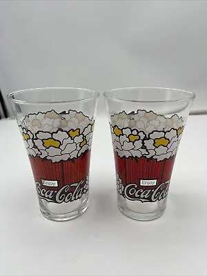 2 Vintage COCA-COLA Flared Drinking Glasses - Floral/Bamboo- Coke Tumblers • $25