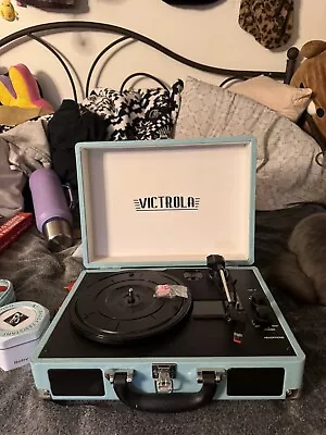 Victrola BT Suitcase Record Vinyl Player With 3 Speed Turntable  - Turquoise • $23