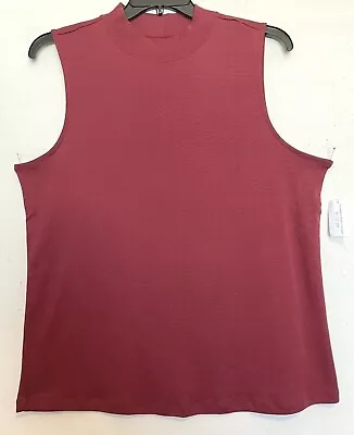 CJ Banks Size 1X 2X 3X Dark Red Mock Turtleneck Top Sleeveless NWT • $14.99