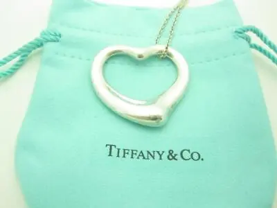 Tiffany & Co. Sterling Elsa Peretti Extra Large Open Heart Necklace 31  - A • $262.49