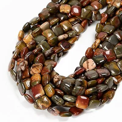 Natural Red Creek Jasper Flat Square Beads Size 12mm 15.5'' Strand • $11.49