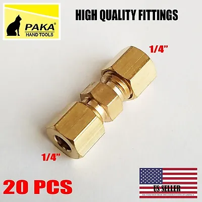 20 PC – 1/4  ( 6 Mm ) UNION COMPRESSION FITTINGS BRASS • $29.67