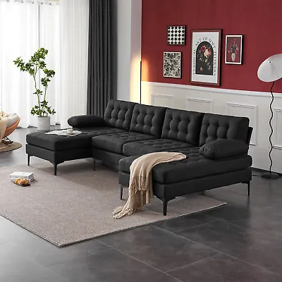 Modern U Shaped Sectional Double Chaise Sofa Living Room Lounge Couch • $580.58