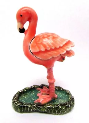 Monet Pink Flamingo Enamel Metal Collectible Keepsake Hinged Trinket Pill Box  • $20.99