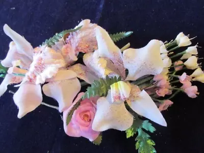 Vintage Millinery Flower Collection Pink White 1/4-4  W/Velvet Orchid H4743 • $12.99