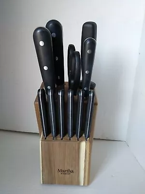 Martha Stewart Stainless Steel Cutlery 13 Set  And Wood Block  • $50