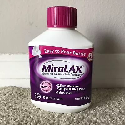 MiraLAX Polyethylene Glycol 3350 Osmotic Laxative Powder 17.9 OZ 30 Doses 04/22 • $20.20